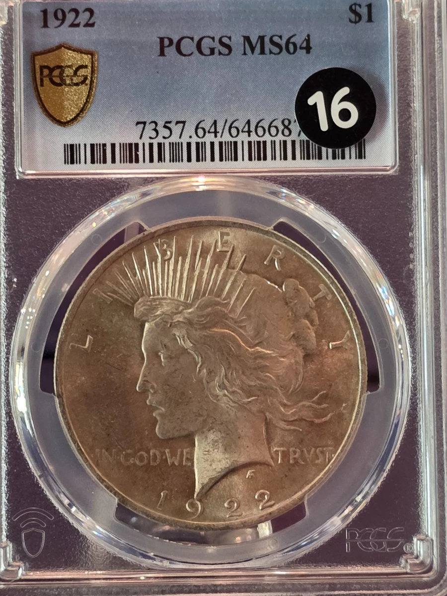 Silver MS 64 Graded 1922 Year Peace Dollars (1921-1935) for sale