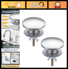 2 PCS Kitchen Sink Hole Cover - Brass Metal Tap Hole Plate Stopper, Chrome Cap