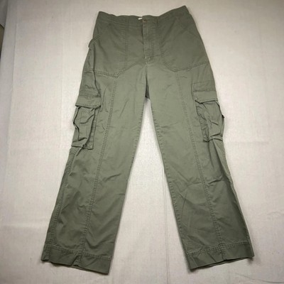 Abercrombie & Fitch Cargo Pants Womens Size 10 Green Cotton Twill Casual EUC