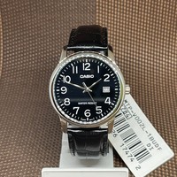 Casio MTP-V002L-1B Analog Herren Schwarzes Zifferblatt Schwarzes Leder Quarz ...