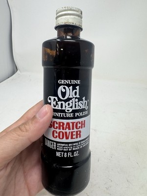 Vintage Old English Scratch Cover Furniture Polish Liquid 8 fl oz 3/4 Full