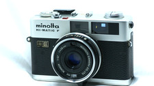  NRAR MINT  Minolta Hi-Matic F Silver Rokkor 38mm F/2.7 Film Camera J0049