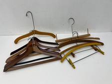 Vintage Wood Hanger Lot clip bar closet pants suit jacket clothing organizer 60s