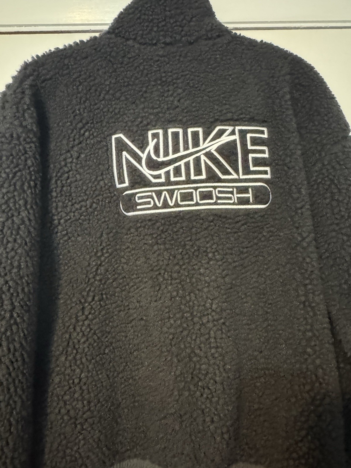 Nike Women's M Swoosh Sherpa Sportswear Jacket Zip Black DR5628-010 thumbnail 3