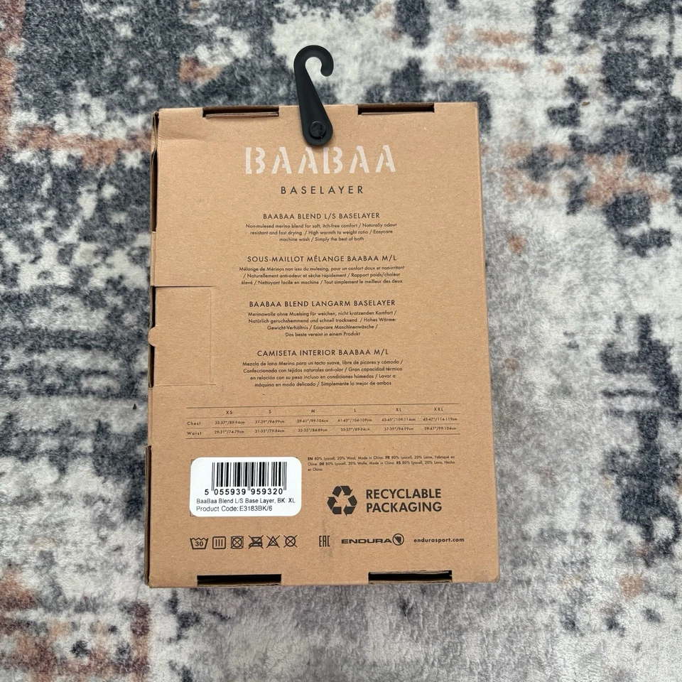 Capa base manga larga mezcla Endura BaaBaa para mujer talla: XL negra Foto 3 de 4