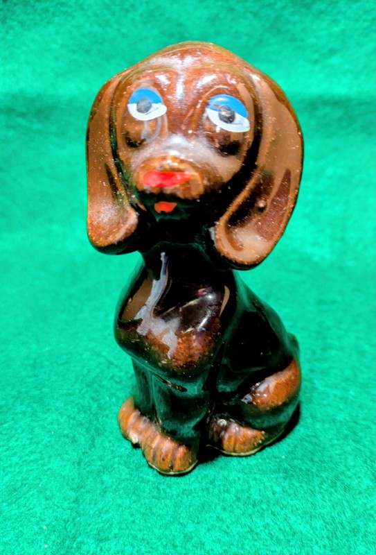 Brown Clay Dog Figurine 5 Inches