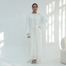 Dubai Women Kimono Abaya Muslim Hollowed Out Knitted Kaftan Cardigan Dubai Party