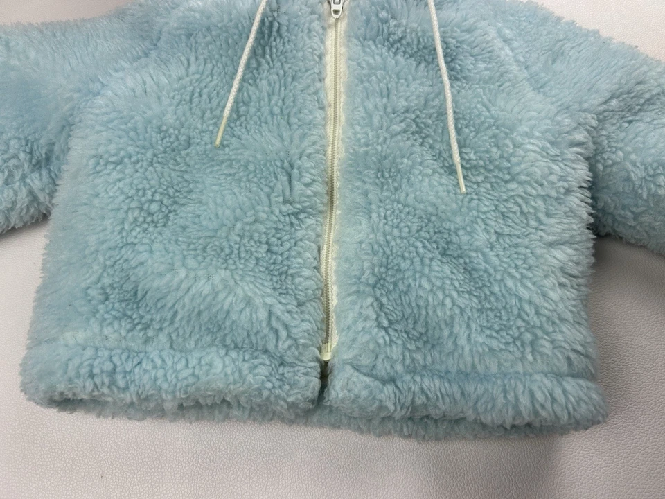 VTG 1960s 1970s Sno-Set by Wonderalls Baby Jacket 12 Mos Blue Fuzzy Hooded Coat - Image 2 of 4
