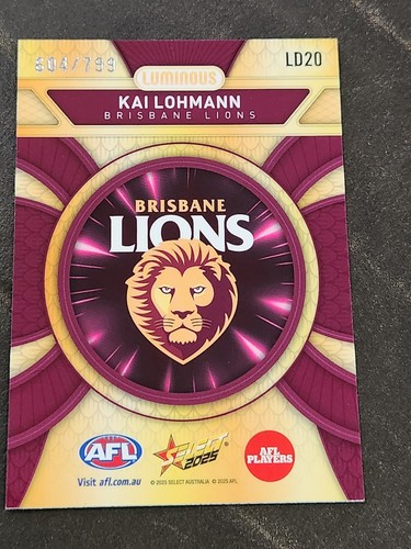 2025 Select AFL Footy Stars Dragon Scales Kai Lohmann Brisbane Lions #604/799 ✨️ - Picture 2 of 2
