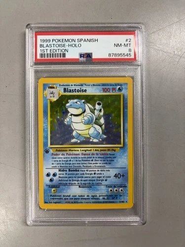 1999 Pokemon Spanish Blastoise #2 Spanish 1st Edition Holo PSA 8 NM-MT