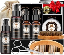 Christmas Gifts for Men,XIKEZAN Beard Care  0.67 Fl Oz Pack of 9 , Black