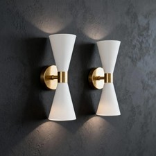 Pair of 2 Mid-Century Modern Brass Wall Sconce Italian Diabolo Reading Lamp