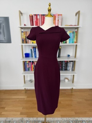 LK Bennett Short Sleeve Burgundy Sheath Dress, EUC, Size 2