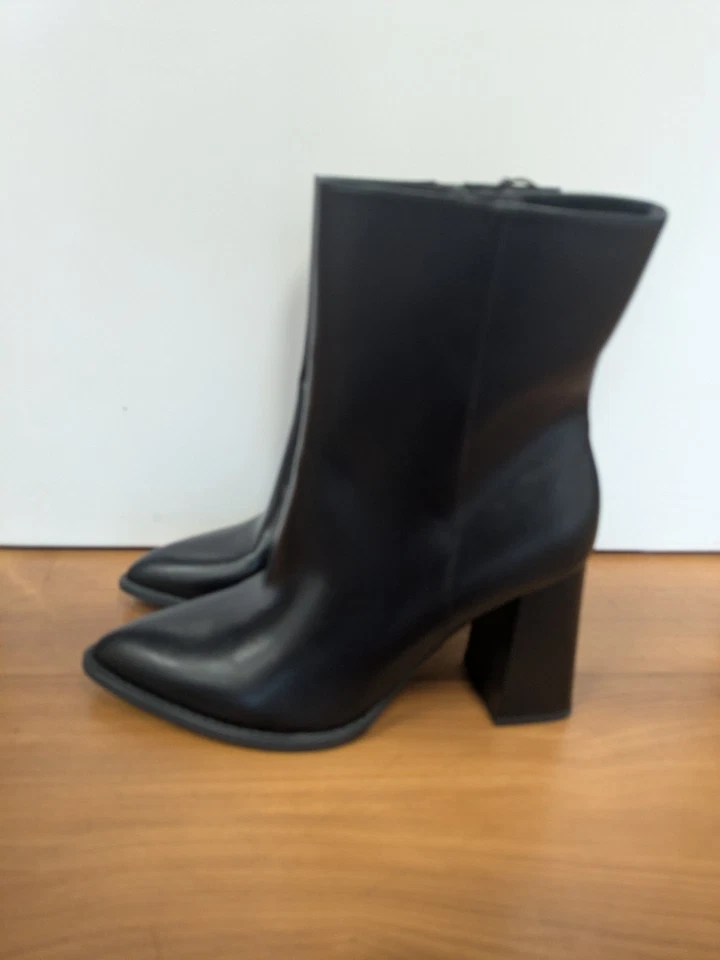 Botas Worthington de cuero negro punta punta tacón bloque tobillo para mujer talla 9,5 Foto 4 de 4