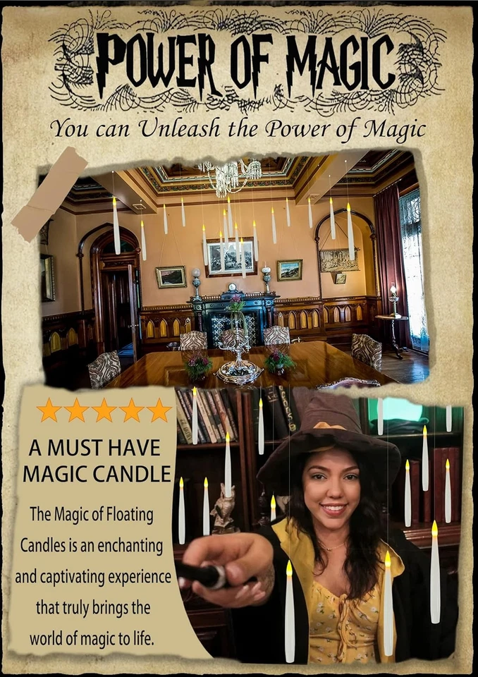 Decoraciones de Halloween, 20 Piezas Velas Flotantes con Varita Velas Colgantes Mágicas,  Foto 4 de 4