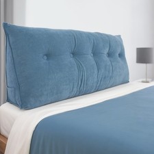 Comfortable and Soft Wedge Pillow Headboard,King/Queen,Blue