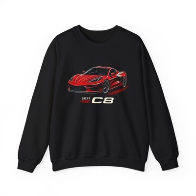 2021 C8 Stingray Red Sports Car Crewneck Sweatshirt Racing Gift