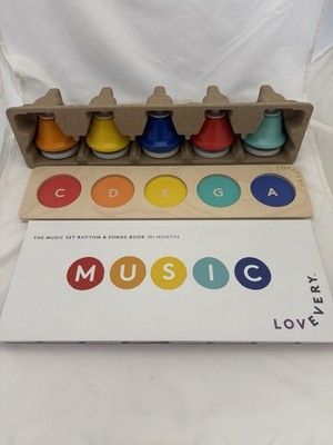 Lovevery Pentatonic Pat Bells, Base, & Song Book From The Music Set Play Kit