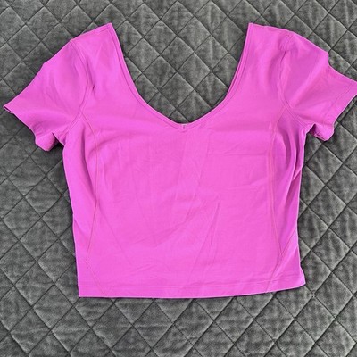 Lululemon Align T-Shirt Crop Top Women s 8 Short Sleeve Vivid Plum M
