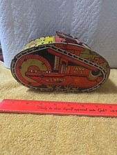 Vintage MARX 1930s Tin Toy Tank Corps 3. Windup Very Rare Untested