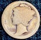 1916 D Mercury Dime U.S. Silver Coin Low Grade 10c