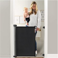 Retractable Mesh Child Safety Gate, 33'' Tall x 55'' Wide, Secure Indoor/Outdoor