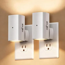 2 Pack White Night Lights Plug into Wall, Modern Night Light with Rotating Plug,