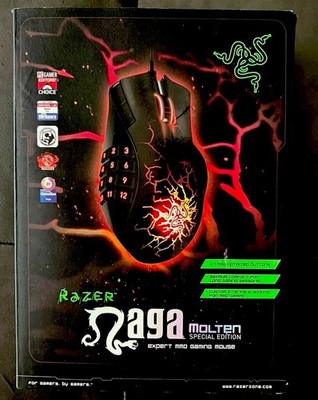 Razer Naga Molten Special Edition MMO Gaming Mouse RZ01-0028 Works Great !