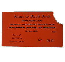Vintage 1973 Salute to Birch Bayh Ticket Stub Indianapolis Doc Severinsen Music