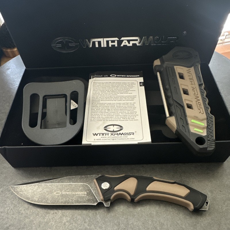 WithArmour Survival Fixed Blade Knife Rescue 440C Steel Black Plastic w/ Sheath