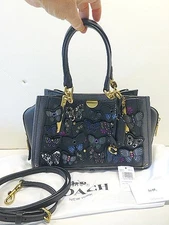 Coach Swagger 20 Butterfly Applique Black Leather Crossbody Bag Purse Dust 695.