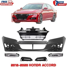 Front Bumper Cover & Grille Assembly & Fog Light Kit For 2018-2020 Honda Accord