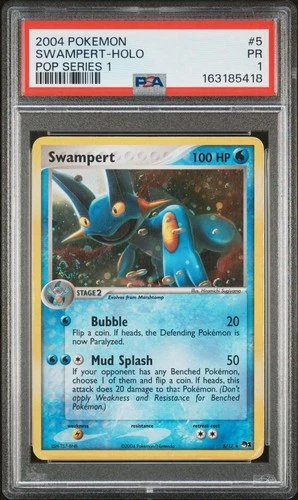 PSA 1 2004 Pokemon Pop Series 1 Swampert Holo No. 5 - SWIRL 💫💧