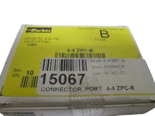 LOT OF 10 PARKER 4-4-ZPC-B CONNECTOR PORT 1/4" NSMP
