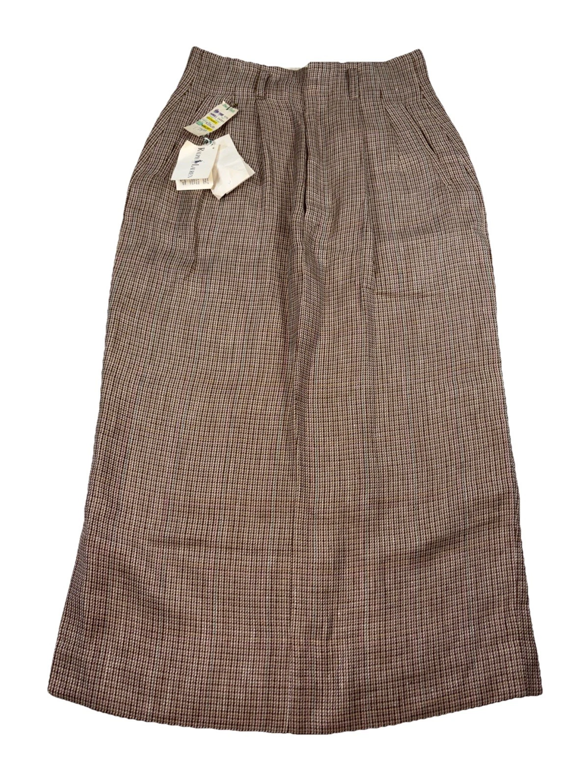 NWT Ralph Lauren Vintage 1980’s 100% Linen Houndstooth Skirt Size 6 RARE!!!