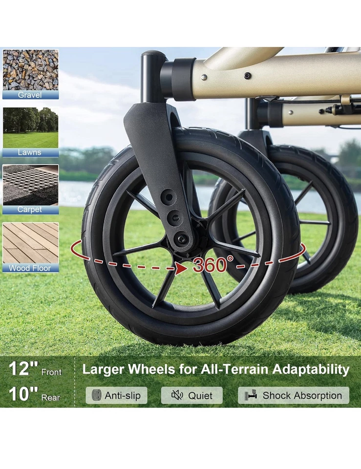 Andador Andador MAXWALK con Asiento Andadores Altos para Personas Mayores Ruedas de Goma Grandes de 12" Foto 2 de 4