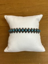 Vintage Native American Silver Tone Snake Eye Turquoise Cuff Bracelet Zuni