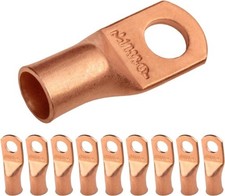 10pcs 1/0 AWG 3/8 Stud Battery Lugs Heavy Duty Wire Ring Terminals 0 Gauge Bare