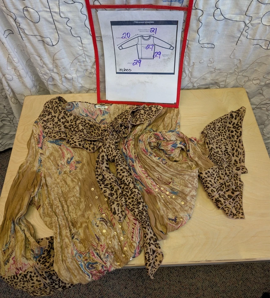 Camisa Top Agora Cheetah Paisley Artística Manga Larga Capricho Hada 3X Arruga Boho Foto 3 de 4