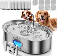 3.4Gal Dog Water Fountain for Large Dogs, 13L Stainless Steel Large Pet Fountain