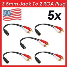 5PCS 3.5mm to 2 RCA Splitter AUX Female to Two RCA Male Audio Adapter Connector