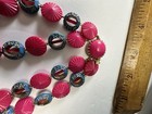 VTG. Double Necklace  pink molded plastic ornate blue. Gold Spacers. Hong Kong — photo 5