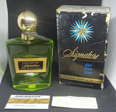 MAX FACTOR Signature After Shave Lotion HERREN VINTAGE mit 23K Gold Selten 5OZ 148CC