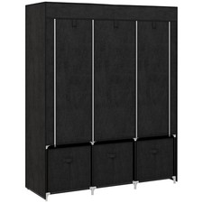 HOMCOM Portable Fabric Wardrobe 5 Shelves 3 Drawers Black, Refurbished