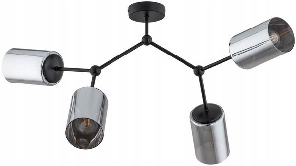 Deckenlampe Schlafzimmer 4-Flammig Silber E27 L:80 Cm Deckenleuchte Wohnzimmer-image