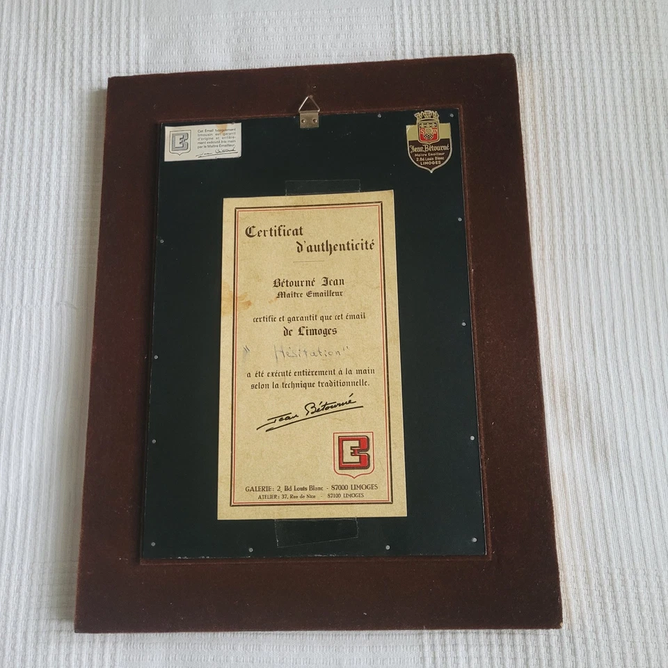 émaux de Limoges encadré signe J.Betourne -Hésitations - Photo 2/4