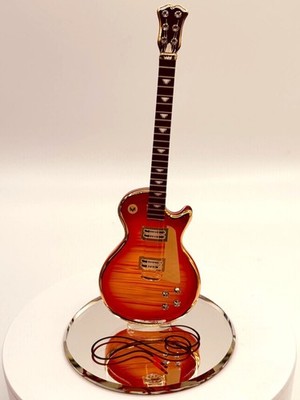 Cherry Burst Guitar Glass Figurine Crystal Music Lover Gift Electric Decor