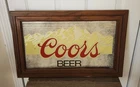 1983 Vintage COORS BEER Bar Sign Mirror in Wooden Frame 27.5" x 17.5"