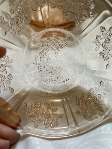 Vtg Pink Depression Fruit/Berry Bowls Set Of 3 Cabbage Rose Pattern - Picture 7 of 9