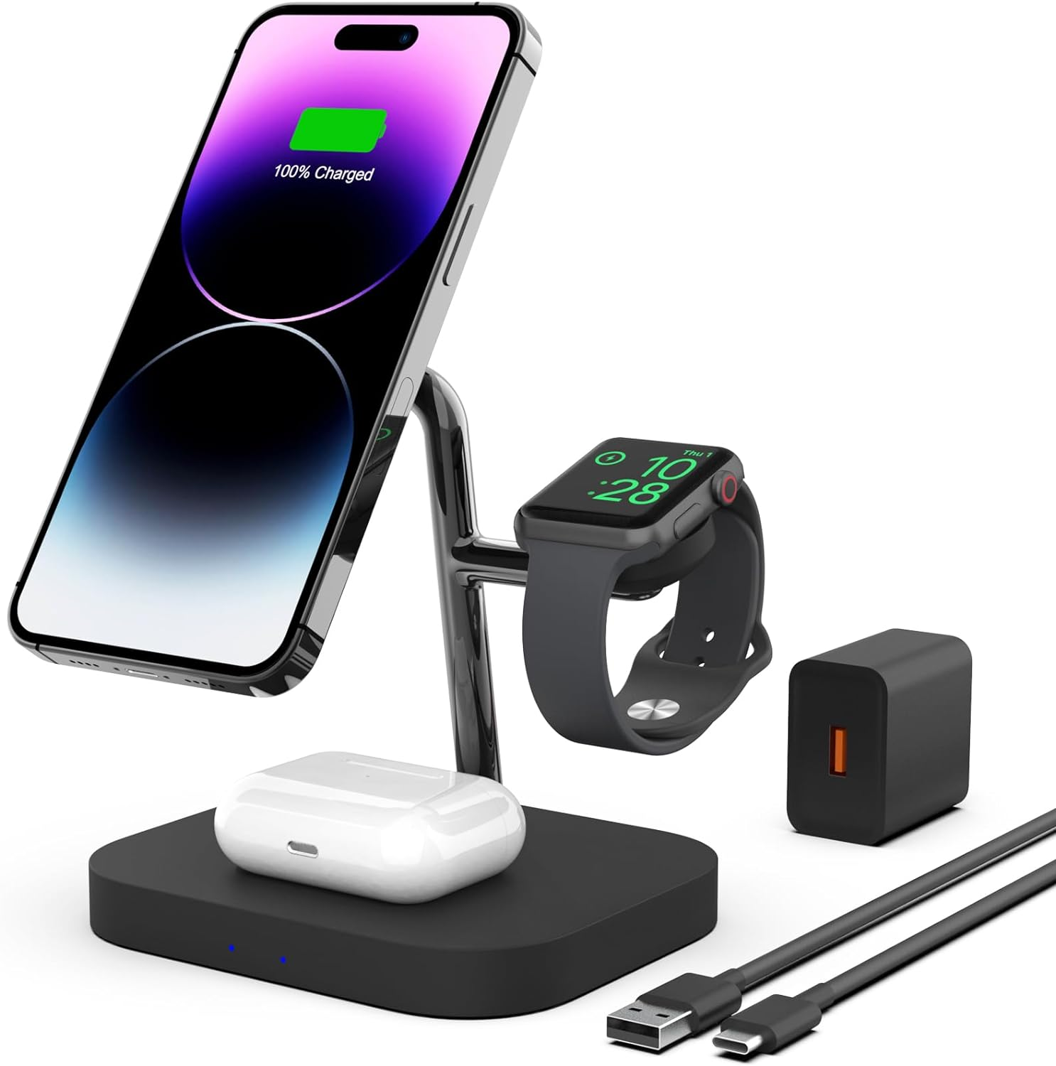 Magnetic 3-in-1 Wireless Charging Station for iPhone Apple Watch AirPods-image